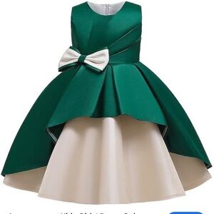 Elegant Green and Cream Kids Dress